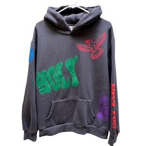 Spiritual Gray Graphic Print Hoodie Sweatshirt Unisex Size L
